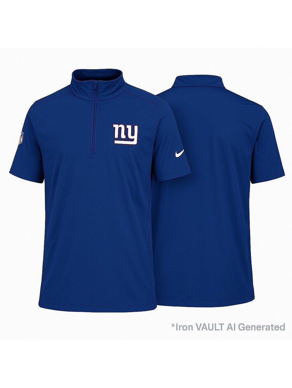 New York Giants Nike NFL On-Field Quarter Zip Short Sleeve Hoodie Blue Small